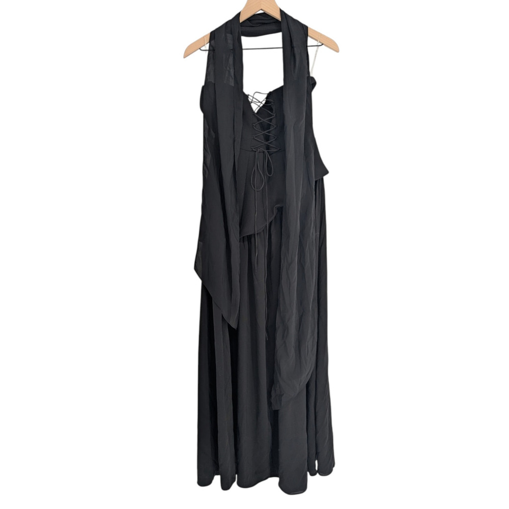 Babyboo Maliyah Black Strapless Scarf Maxi Dress Gown Size XL NWT - Picture 3 of 4